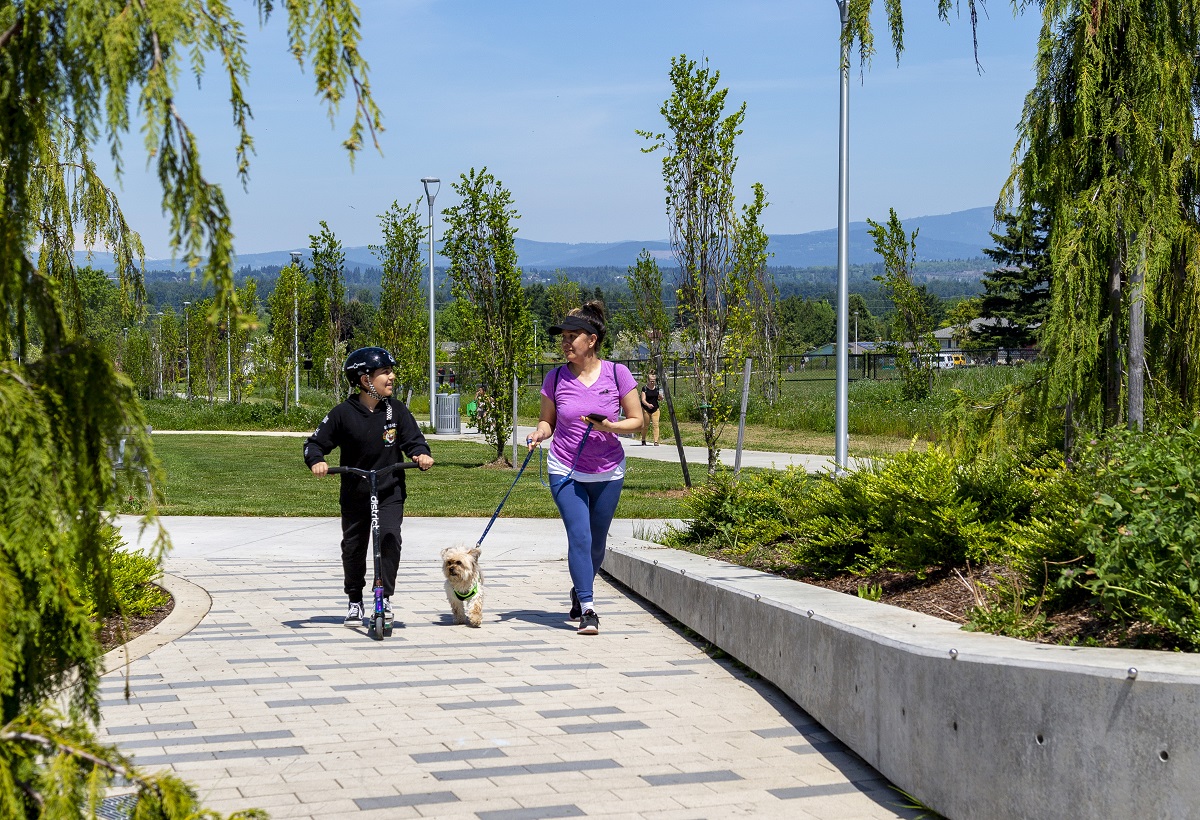 walking in a park