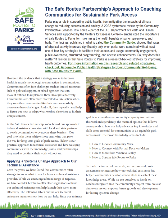 The Safe Routes Partnership’s Approach to Coaching Communities for Sustainable Park Access Cover