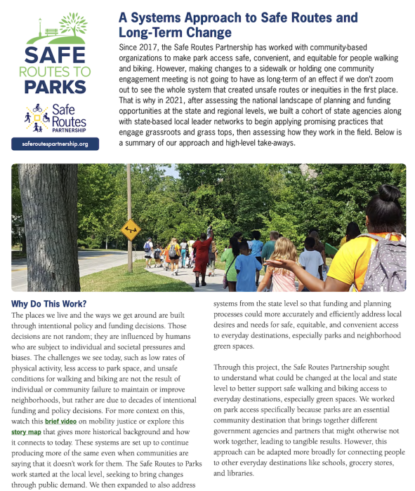 A Systems Approach to Safe Routes and Long-Term Change Cover Page