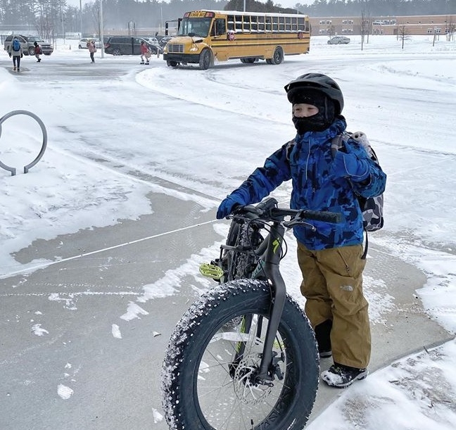 bike in snow